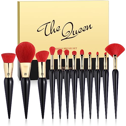 DUcare Make up Pinsel set 12 Stück The Queen Seris pinselset makeup Premium Synthetic Schminkpinsel set Kabuki Foundation Concealer Lidschatten Pinsel geschenke für frauen - mit Geschenkbox von DUcare