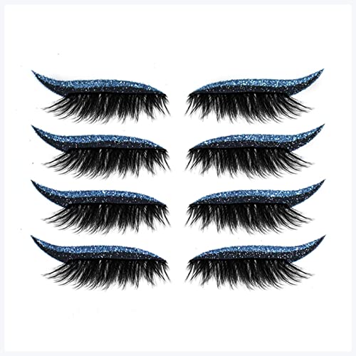 Doppel augenlid aufkleber 4 Paare Eyeliner Wimpern-Aufkleber Wiederverwendbarer wasserdichter Stock auf Eyeliner Lidschatten Makeup Mode Eyeliner Aufkleber Augen Make-up Eyeliner aufkleber (Size : Bl von DUnLap