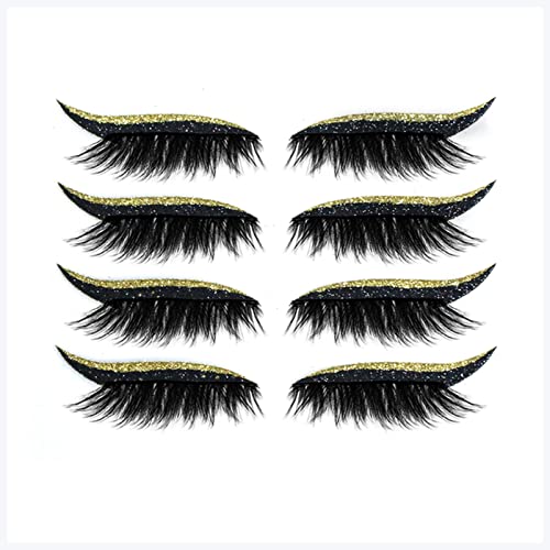 Doppel augenlid aufkleber 4 Paare Eyeliner Wimpern-Aufkleber Wiederverwendbarer wasserdichter Stock auf Eyeliner Lidschatten Makeup Mode Eyeliner Aufkleber Augen Make-up Eyeliner aufkleber (Size : Go von DUnLap