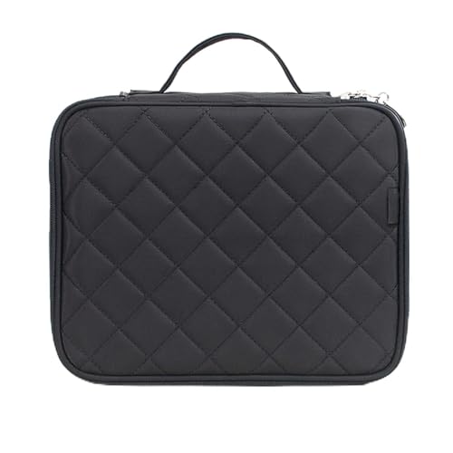 Make-up-Box Kosmetikerin Notwendige Doppelschicht Kosmetiktasche Box Frauen Schönheit Eitelkeit Make-up Werkzeuge Organizer Fall Reisen Kilometer Waschen Lagerung Make up Storage Box (Size : Black) von DUnLap