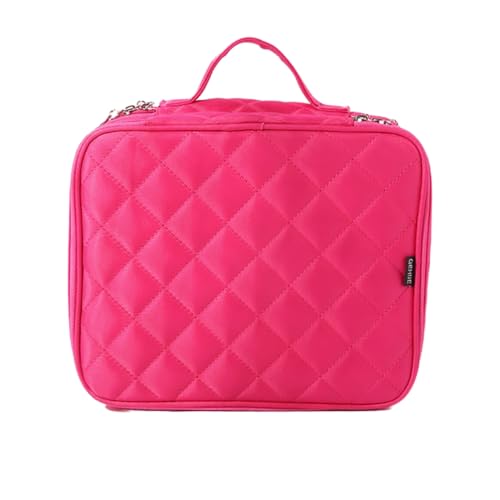 Make-up-Box Kosmetikerin Notwendige Doppelschicht Kosmetiktasche Box Frauen Schönheit Eitelkeit Make-up Werkzeuge Organizer Fall Reisen Kilometer Waschen Lagerung Make up Storage Box (Size : Rose Red von DUnLap