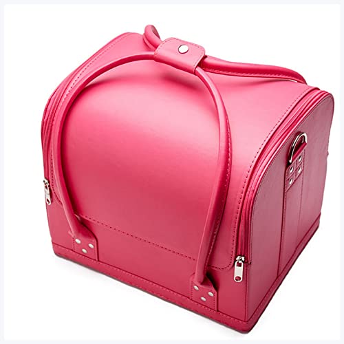 Make-up-Box Kosmetikkoffer Nagel Make-up Handtasche Organizer Damen 'Beauty Box Große Multilayer Clavenbox Tragbare Hübsche Koffer Make up Storage Box (Color : Rose red, Size : 30cmX24cmX26.5cm) von DUnLap