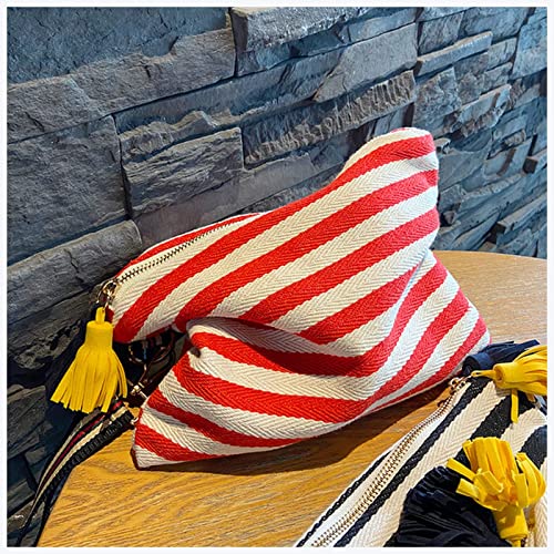 Make-up-Box Kosmetische Tasche Frauen Gestreift Make-up Case Organizer Korean Cassel Kosmetische Beutel Ungewissige Reise Kulturwaren Tasche Canvas Beauty Case Make up Storage Box (Size : Red) von DUnLap