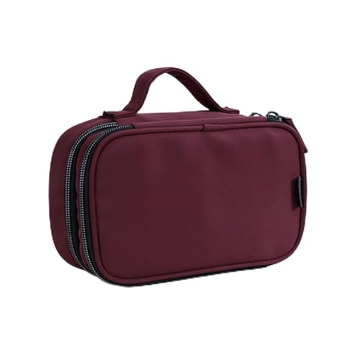 Make-up-Box Make-up-Tasche Fall stilvoller wasserdichter Kosmetik-Tasche Reise-Organizer Schönheitskoffer-Kultur-Kit for Mini-Bleistift-Koffer-WC-Tasche Make up Storage Box (Size : Wine red L) von DUnLap