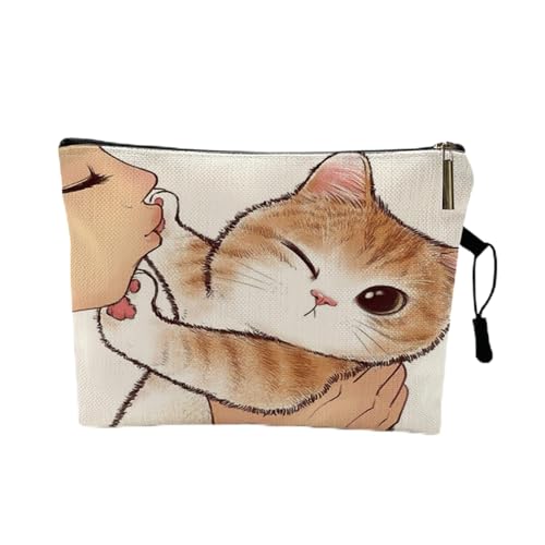 Make-up-Box Nette Küssende Katze Makeup Tasche mit Druckmuster Nette Organizer Tasche Beutel for Reisetaschen Beutel Damenkosmetiktasche Make up Storage Box (Color : Pattern 2, Size : 22 x 13 cm) von DUnLap