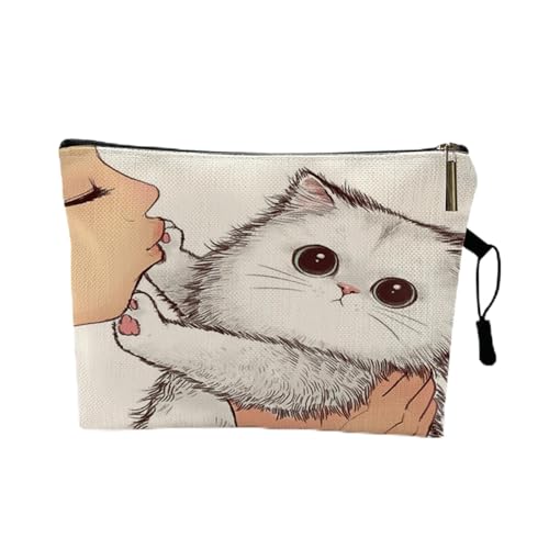 Make-up-Box Nette Küssende Katze Makeup Tasche mit Druckmuster Nette Organizer Tasche Beutel for Reisetaschen Beutel Damenkosmetiktasche Make up Storage Box (Color : Pattern 7, Size : 22 x 13 cm) von DUnLap