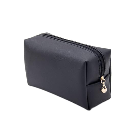 Make-up-Box Personalisierte Stickerei kleine Make-up-Tasche Pu. Leder Reise Kosmetische Tasche Kulturbeutel for Frauen Tragbare Wasserbeständigkeit Make up Storage Box (Size : Black) von DUnLap