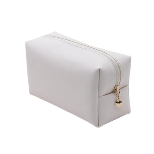 Make-up-Box Personalisierte Stickerei kleine Make-up-Tasche Pu. Leder Reise Kosmetische Tasche Kulturbeutel for Frauen Tragbare Wasserbeständigkeit Make up Storage Box (Size : White) von DUnLap