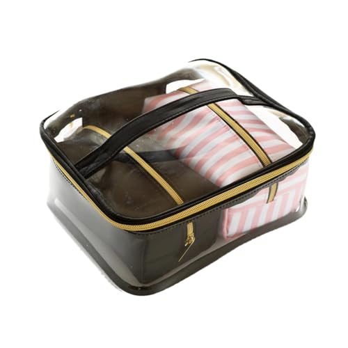 Make-up-Box Transparent PVC Kosmetische Tasche Reise WC-Tasche Vier-Teile Tragbare Multifunktions-Set Rosa Makeup Organizer Tasche Kosmetikerin Make up Storage Box (Size : 2) von DUnLap