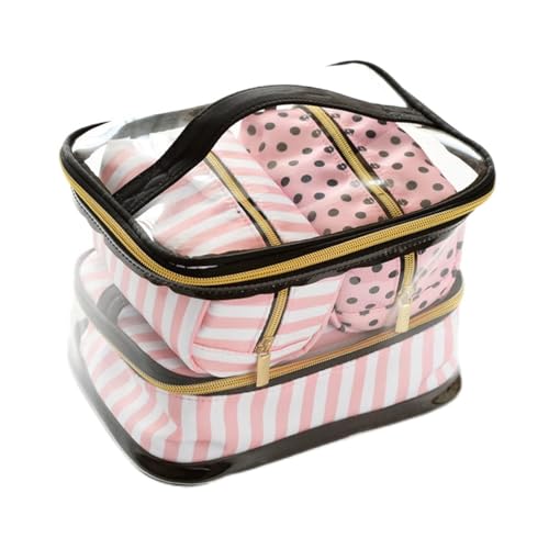 Make-up-Box Transparent PVC Kosmetische Tasche Reise WC-Tasche Vier-Teile Tragbare Multifunktions-Set Rosa Makeup Organizer Tasche Kosmetikerin Make up Storage Box (Size : 4) von DUnLap