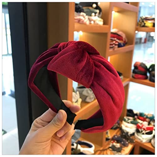 Stirnband Damen Boutique Hair Accessoires frauen samt mittel geknückte breite seite stirnband mode wild haarband waschen sport haarreifen heodebekleidung Gesichtswaschstirnband (Size : Burgundy) von DUnLap