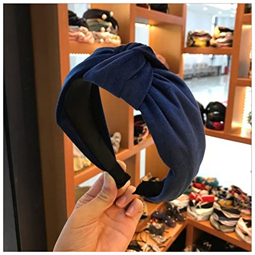 Stirnband Damen Boutique Hair Accessoires frauen samt mittel geknückte breite seite stirnband mode wild haarband waschen sport haarreifen heodebekleidung Gesichtswaschstirnband (Size : Navy Blue) von DUnLap