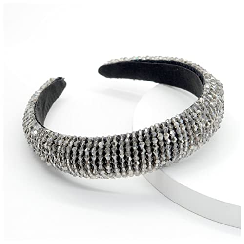 Stirnband Damen Bunte Bling Bling Strass Stirnbänder for Damen Luxus Glänzend Gepolsterte Diamant Kristall Haarbänder Party Haarschmuck Gesichtswaschstirnband (Size : A-gray) von DUnLap