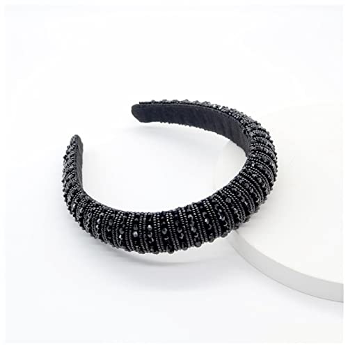 Stirnband Damen Bunte Bling Bling Strass Stirnbänder for Damen Luxus Glänzend Gepolsterte Diamant Kristall Haarbänder Party Haarschmuck Gesichtswaschstirnband (Size : E-black) von DUnLap