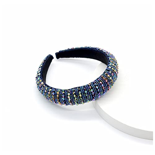 Stirnband Damen Bunte Bling Bling Strass Stirnbänder for Damen Luxus Glänzend Gepolsterte Diamant Kristall Haarbänder Party Haarschmuck Gesichtswaschstirnband (Size : E-colorful blue) von DUnLap