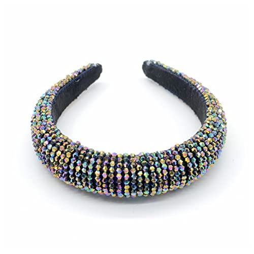 Stirnband Damen Bunte Bling Bling Strass Stirnbänder for Damen Luxus Glänzend Gepolsterte Diamant Kristall Haarbänder Party Haarschmuck Gesichtswaschstirnband (Size : G-colorful) von DUnLap