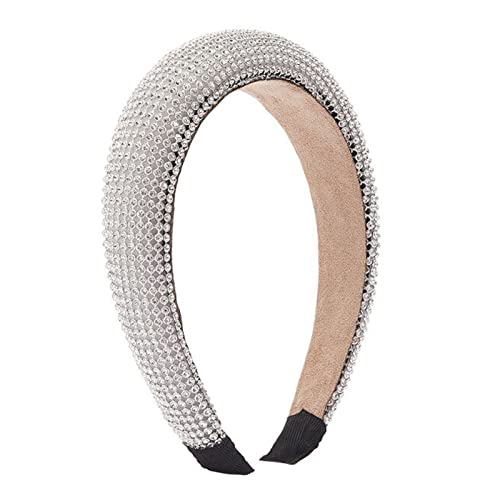 Stirnband Damen Bunte Bling Bling Strass Stirnbänder for Damen Luxus Glänzend Gepolsterte Diamant Kristall Haarbänder Party Haarschmuck Gesichtswaschstirnband (Size : N-silver) von DUnLap