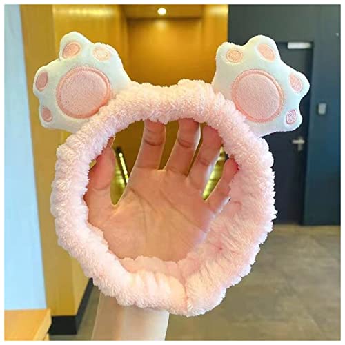 Stirnband Damen Flanell Cartoon Katze Klaue Haarband Nette Gesicht Wash Hair Band Mädchen Haarband Stirnband Super Keimung Haar Ornamente Gesichtswaschstirnband (Color : Light pink, Size : Size fits von DUnLap