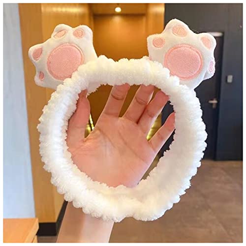 Stirnband Damen Flanell Cartoon Katze Klaue Haarband Nette Gesicht Wash Hair Band Mädchen Haarband Stirnband Super Keimung Haar Ornamente Gesichtswaschstirnband (Color : White, Size : Size fits all von DUnLap