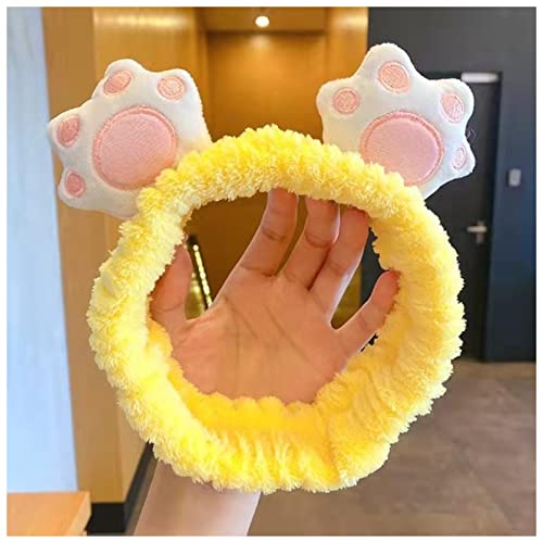 Stirnband Damen Flanell Cartoon Katze Klaue Haarband Nette Gesicht Wash Hair Band Mädchen Haarband Stirnband Super Keimung Haar Ornamente Gesichtswaschstirnband (Color : Yellow, Size : Size fits all von DUnLap