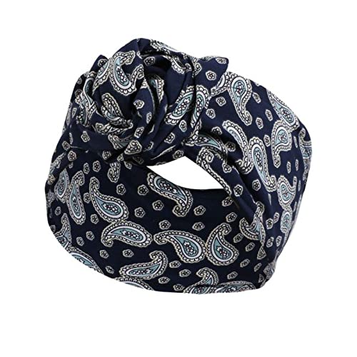 Stirnband Damen Gedrucktes Drahthaarband Yoga Haarbandkopfband. Schweiß absorbierende Band Anti-Sweat-Frauen breite Bleidschal-Kopfschmuck Gesichtswaschstirnband (Size : Amoeba navy) von DUnLap