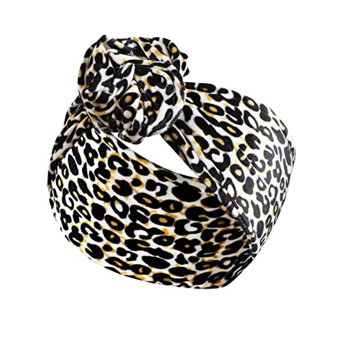 Stirnband Damen Gedrucktes Drahthaarband Yoga Haarbandkopfband. Schweiß absorbierende Band Anti-Sweat-Frauen breite Bleidschal-Kopfschmuck Gesichtswaschstirnband (Size : Beige leopard) von DUnLap