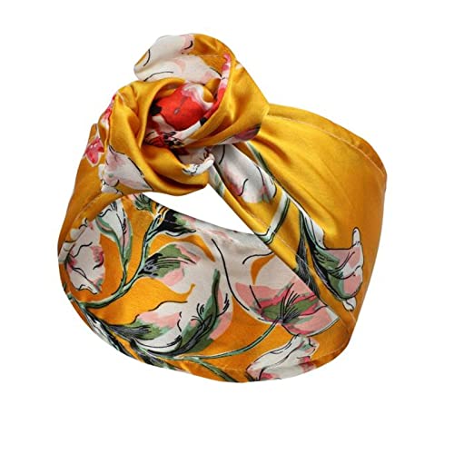 Stirnband Damen Gedrucktes Drahthaarband Yoga Haarbandkopfband. Schweiß absorbierende Band Anti-Sweat-Frauen breite Bleidschal-Kopfschmuck Gesichtswaschstirnband (Size : Lily yellow) von DUnLap