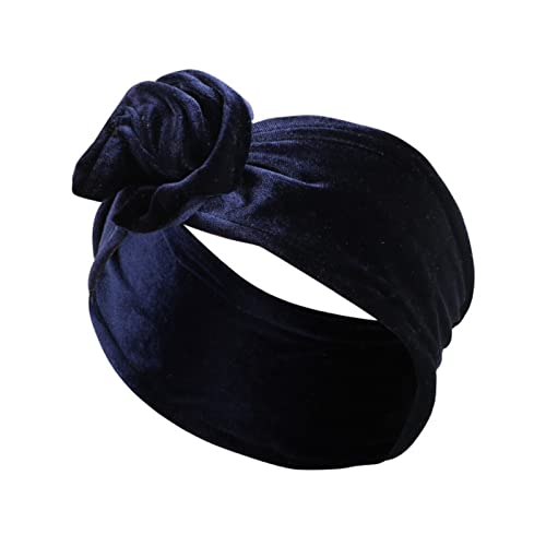 Stirnband Damen Gedrucktes Drahthaarband Yoga Haarbandkopfband. Schweiß absorbierende Band Anti-Sweat-Frauen breite Bleidschal-Kopfschmuck Gesichtswaschstirnband (Size : Pleuche navy blue) von DUnLap