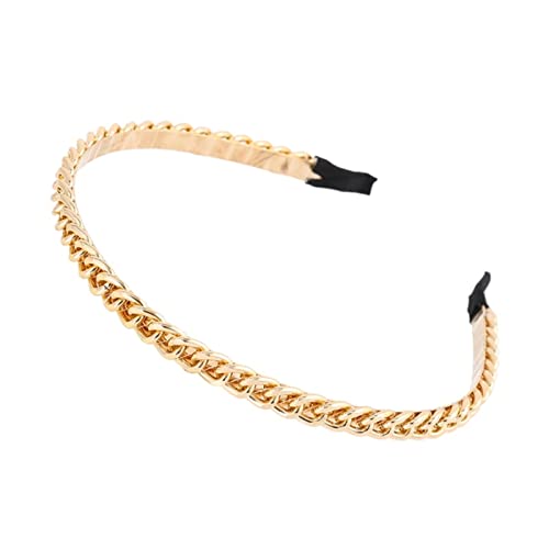 Stirnband Damen Mode Goldketten Hair Bands Reifen for Frauen Stirnband Haarband Mädchen Haarschmuck Elegante schicke Haarverzierung Gesichtswaschstirnband (Size : C-Width 0.8 cm) von DUnLap