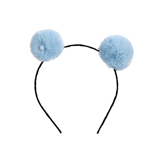 Stirnband Damen Nette solide Farbe Panda-Ohren Haarbänder for Mädchen bunte flaumige Pompom Ball Stirnband Mode Haarschmuck Gesichtswaschstirnband (Size : 1) von DUnLap