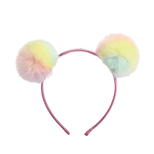 Stirnband Damen Nette solide Farbe Panda-Ohren Haarbänder for Mädchen bunte flaumige Pompom Ball Stirnband Mode Haarschmuck Gesichtswaschstirnband (Size : 2) von DUnLap