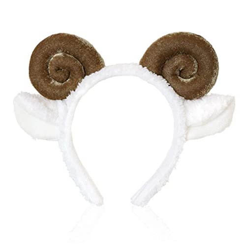 Stirnband Damen Niedliche Schaf Horn Lamm Ohr Weiche Fleece Frauen Stirnband Makeup Kopf Haarband zum Waschen Gesicht Dusche Spa Weihnachtsgeschenk Gesichtswaschstirnband (Size : 1) von DUnLap