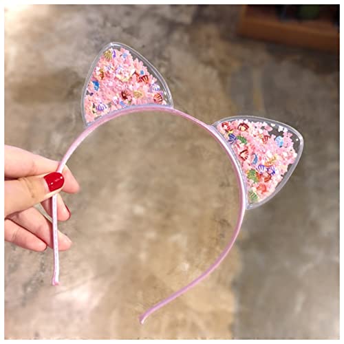 Stirnband Damen Pailletten Katze Ear Kopfbekleidung Nette Süße Haarband Einfache Trendige Haarbänder Mädchen Mode Haarschmuck Stirnband Gesichtswaschstirnband (Size : 2) von DUnLap