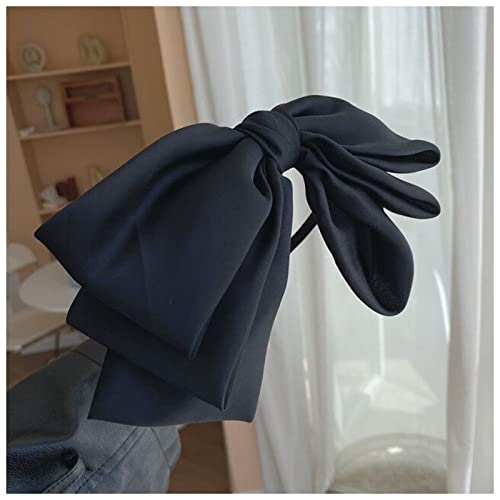 Stirnband Damen Satin übergroße Fliege Stirnband Mode Haarschmuck Frauen Trend Gesicht Wash Bankett Haarbänder Boutique Niedlichen Haarreifen Gesichtswaschstirnband (Size : Black) von DUnLap