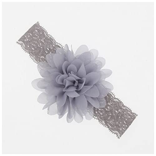 Stirnband Damen Stirnband chiffon blume elastische spitze haarband infant stirnbänder for mädchen headwear mädchen haar zubehör Gesichtswaschstirnband (Color : Gery, Size : Size fits all) von DUnLap