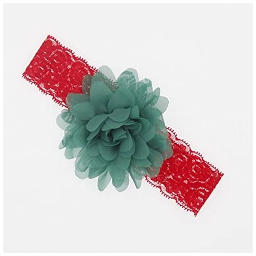 Stirnband Damen Stirnband chiffon blume elastische spitze haarband infant stirnbänder for mädchen headwear mädchen haar zubehör Gesichtswaschstirnband (Color : Red green, Size : Size fits all) von DUnLap