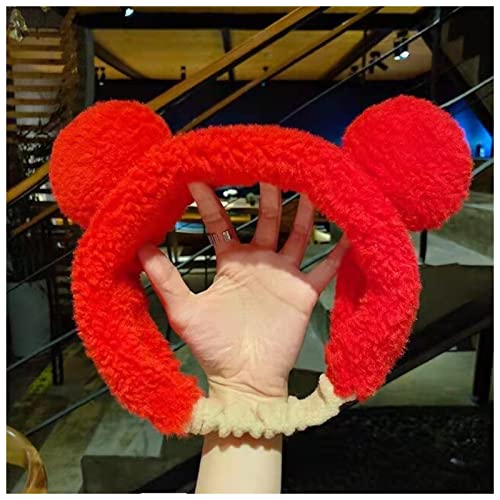 Stirnband Damen Waschen von Gesicht Haarhalter Haarbänder Weiche Warme Korallen Fleece Bogen Tierohren Stirnband for Frauen Mädchen Turban Mode Haarschmuck Gesichtswaschstirnband (Color : Red bear, von DUnLap