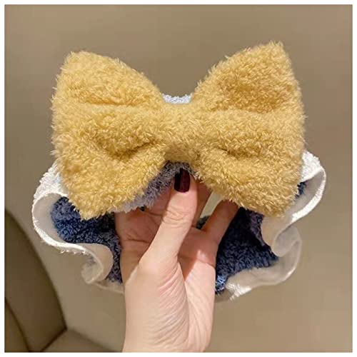 Stirnband Damen Waschen von Gesicht Haarhalter Haarbänder Weiche Warme Korallen Fleece Bogen Tierohren Stirnband for Frauen Mädchen Turban Mode Haarschmuck Gesichtswaschstirnband (Color : Yellow bow von DUnLap