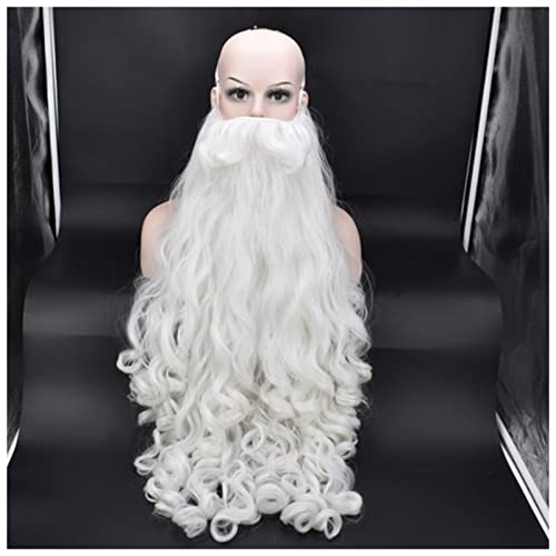 Weihnachtsmütze Weihnachtsgeschenk Santa Claus Perücke und Bart synthetische Haare kurze Cosplay Perücken for Männer Weißer Haarteil Zubehör Hut Hut (Size : Beard) von DUnLap