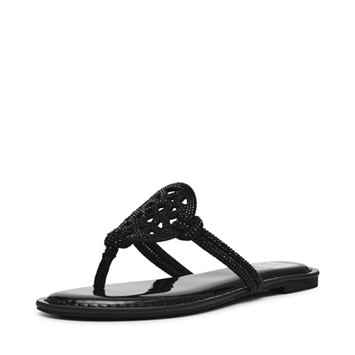 DV Dolce Vita Damen Gotie R Flache Sandale, Schwarz Lack von DV Dolce Vita