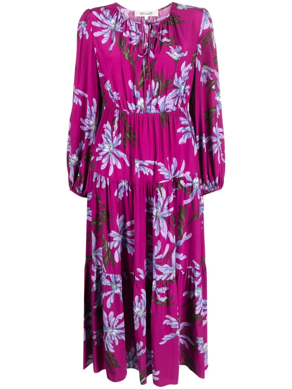 DVF Diane von Furstenberg Dominique Seidenkleid mit Blumen-Print - Violett von DVF Diane von Furstenberg