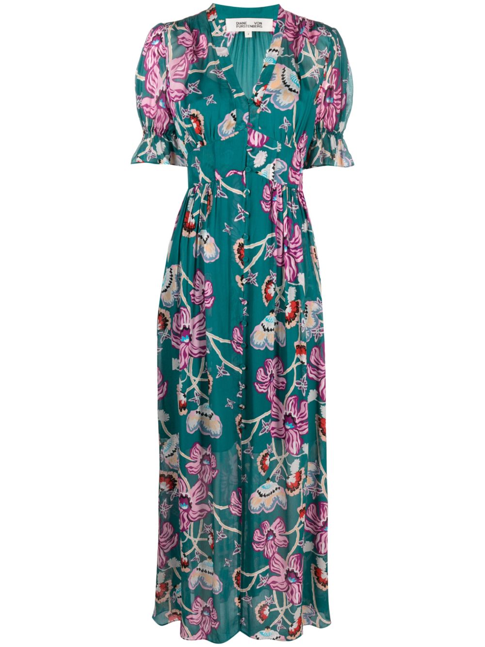 DVF Diane von Furstenberg Maxikleid mit Blumen-Print - Grün von DVF Diane von Furstenberg