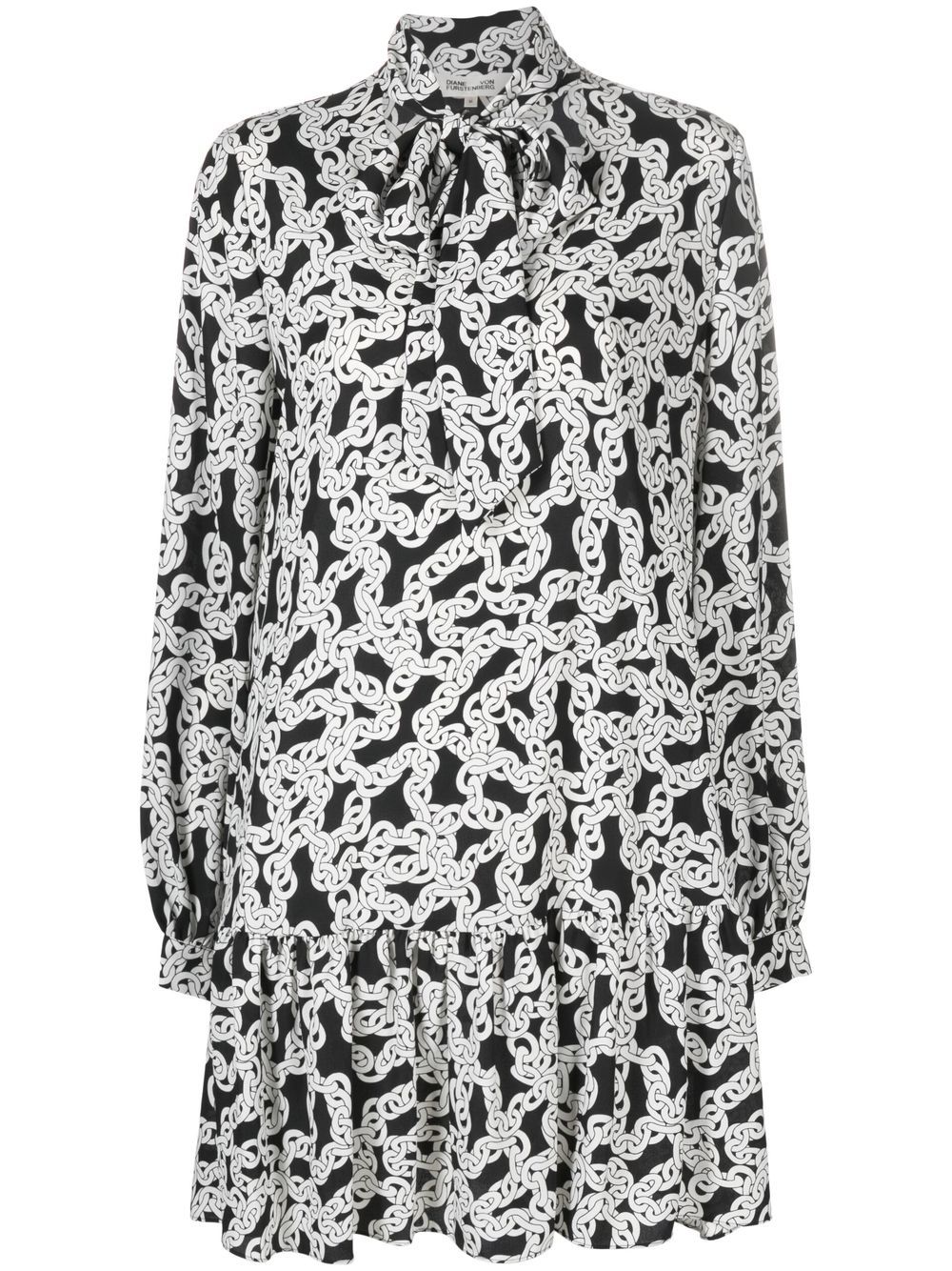 DVF Diane von Furstenberg Kleid mit Ketten-Print - Schwarz von DVF Diane von Furstenberg