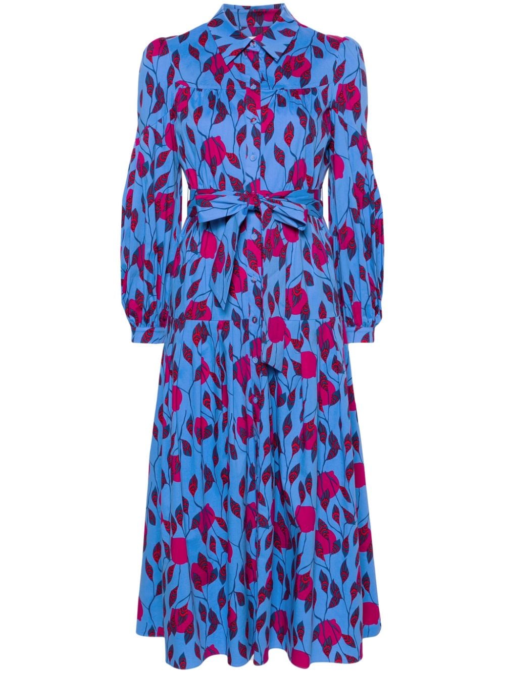 DVF Diane von Furstenberg Lux Midikleid mit Blatt-Print - Blau von DVF Diane von Furstenberg