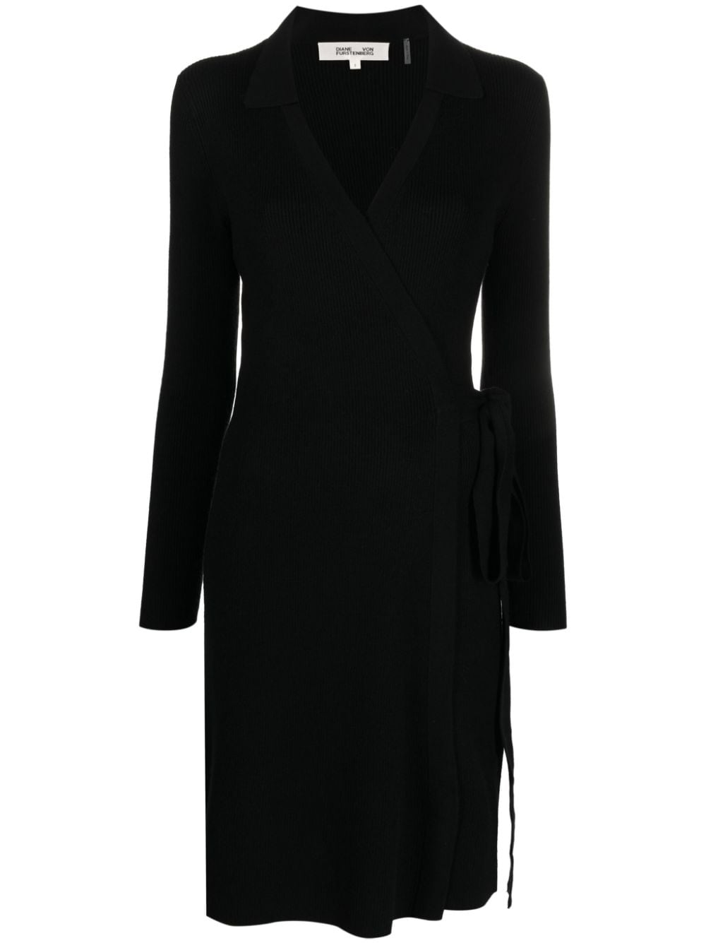 DVF Diane von Furstenberg Wickelkleid aus geripptem Strick - Schwarz von DVF Diane von Furstenberg