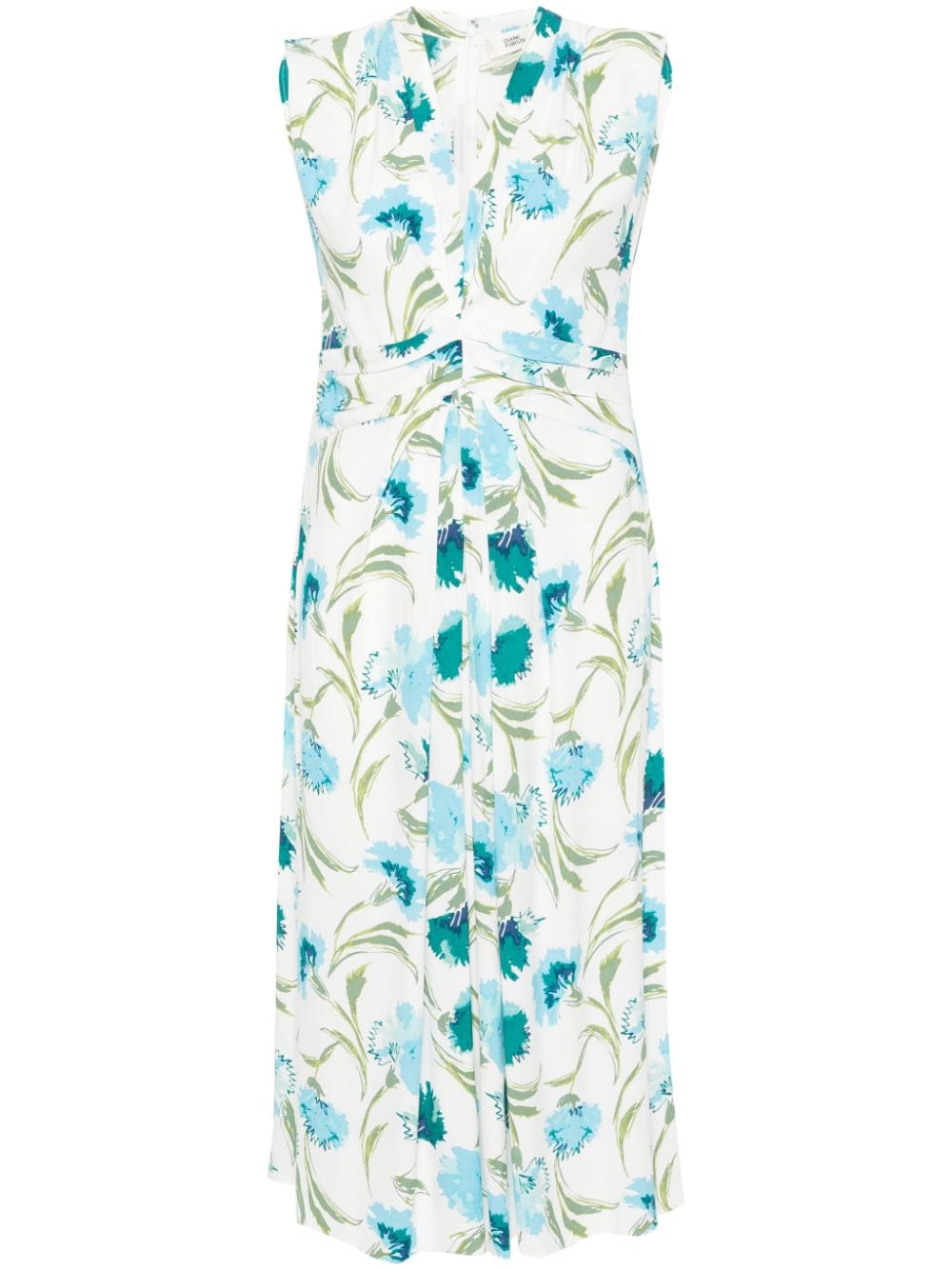 DVF Diane von Furstenberg Twill-Kleid mit Blumen-Print - Weiß von DVF Diane von Furstenberg