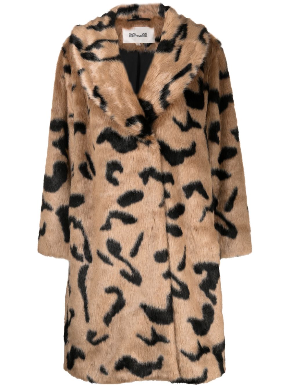 DVF Diane von Furstenberg Faux-Fur-Mantel mit Animal-Print - Nude von DVF Diane von Furstenberg