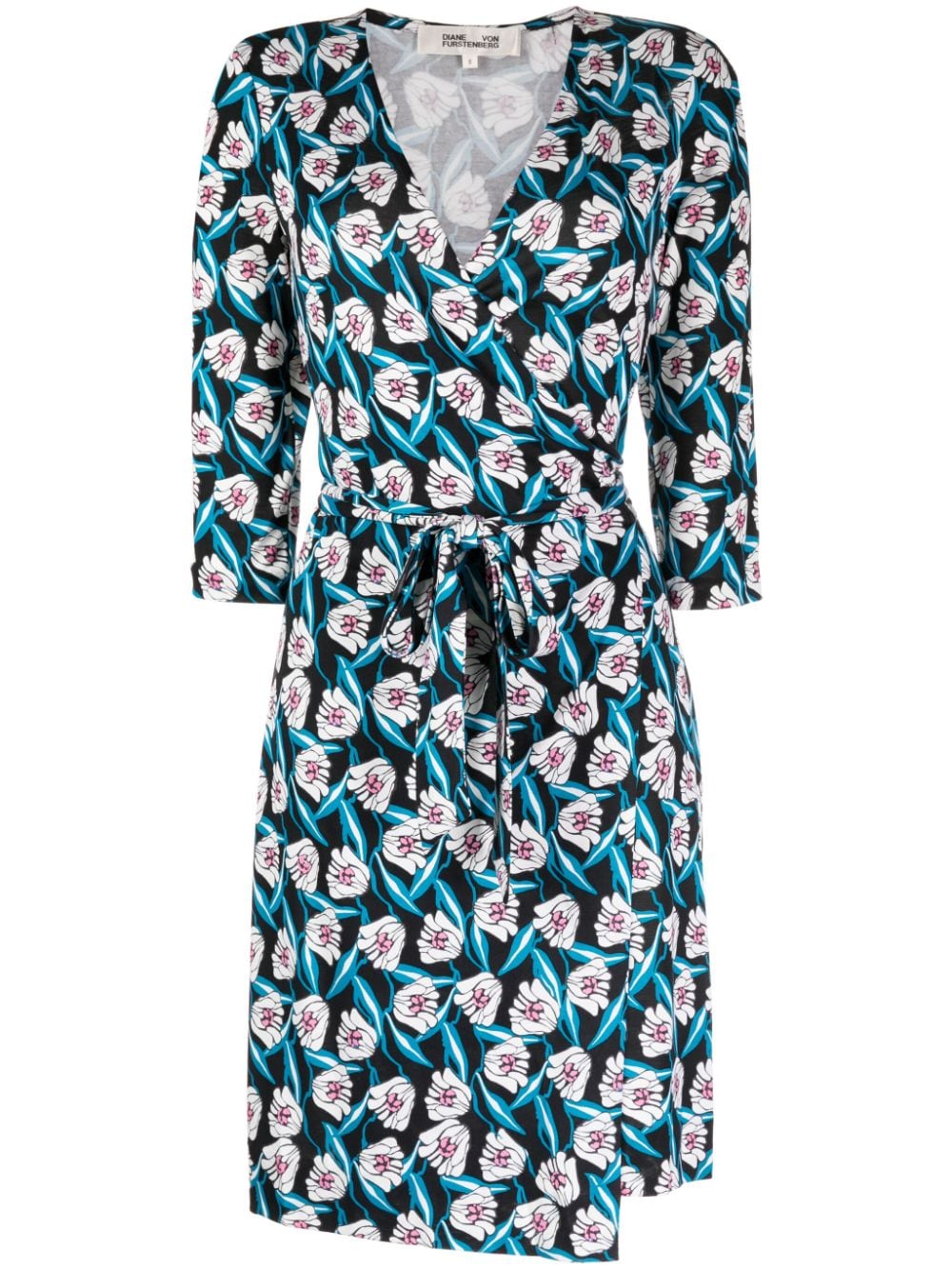 DVF Diane von Furstenberg Minikleid aus Seide mit Blumen-Print - Blau von DVF Diane von Furstenberg