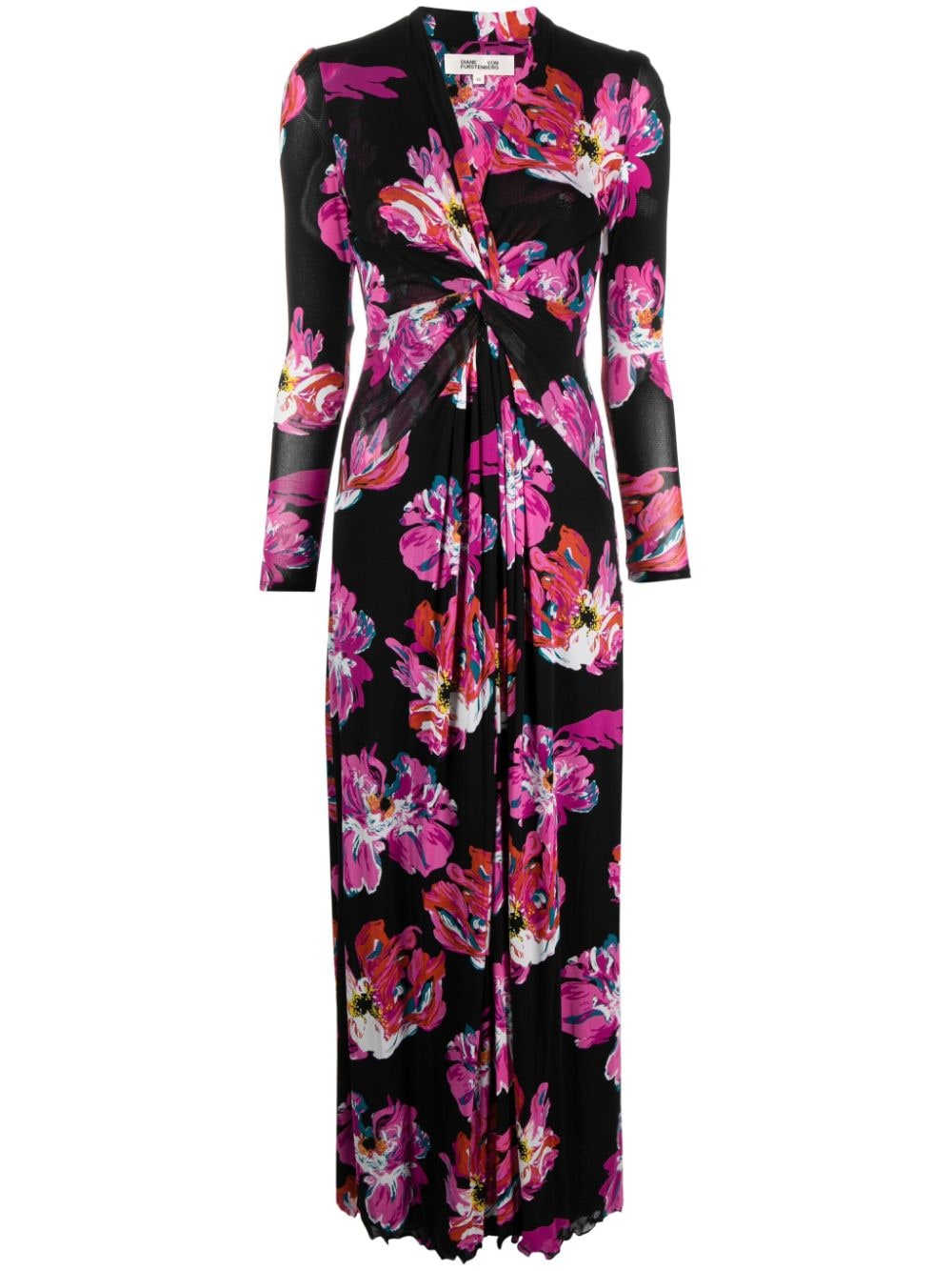 DVF Diane von Furstenberg Midikleid mit Blumenmuster - Schwarz von DVF Diane von Furstenberg