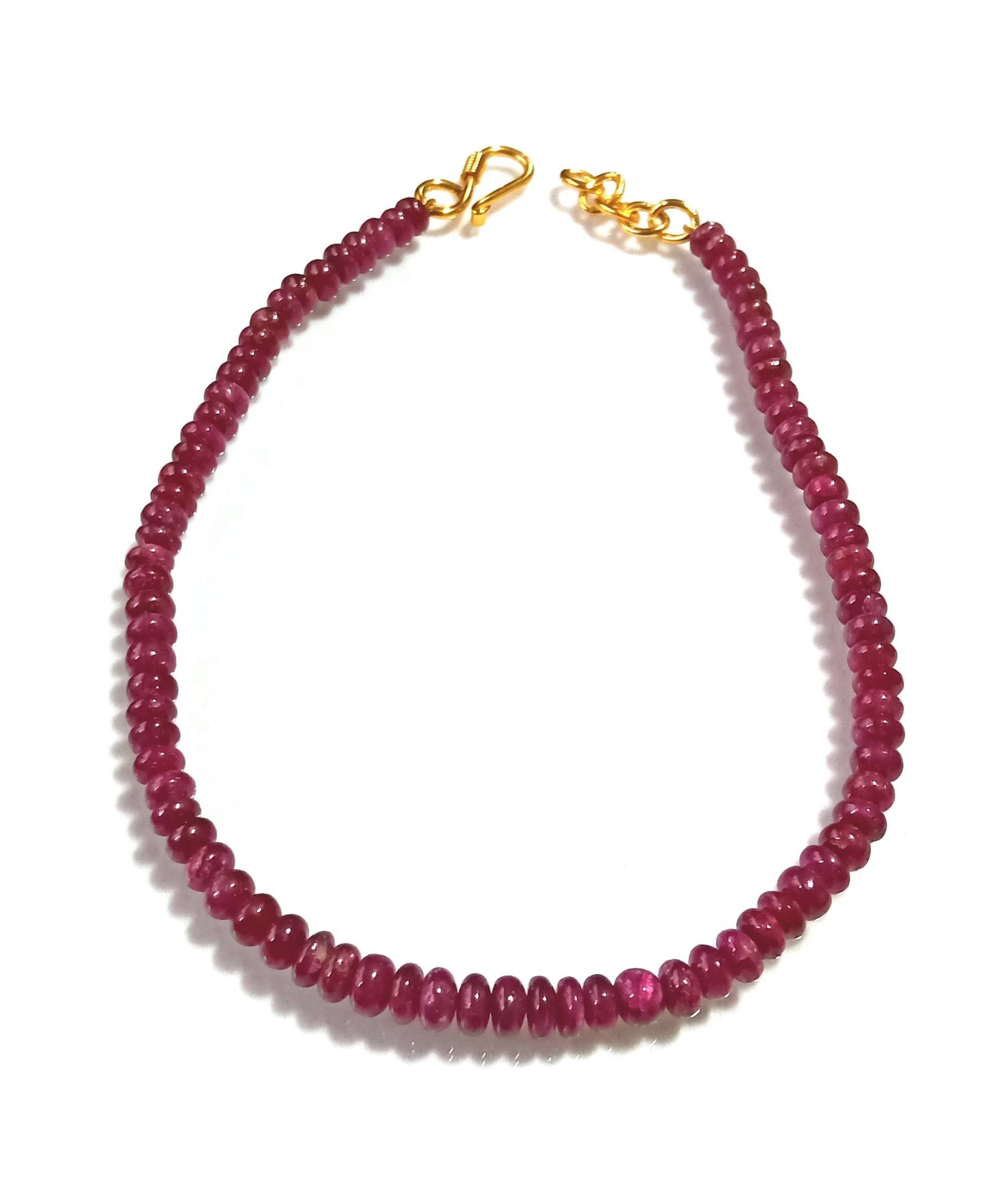 Baby Mädchen Halskette , 14 Zoll , Rubin Perlen , Perlen , 133.70 Cts Gw, Rubin, Natürlicher Rubin von DVGJewellery